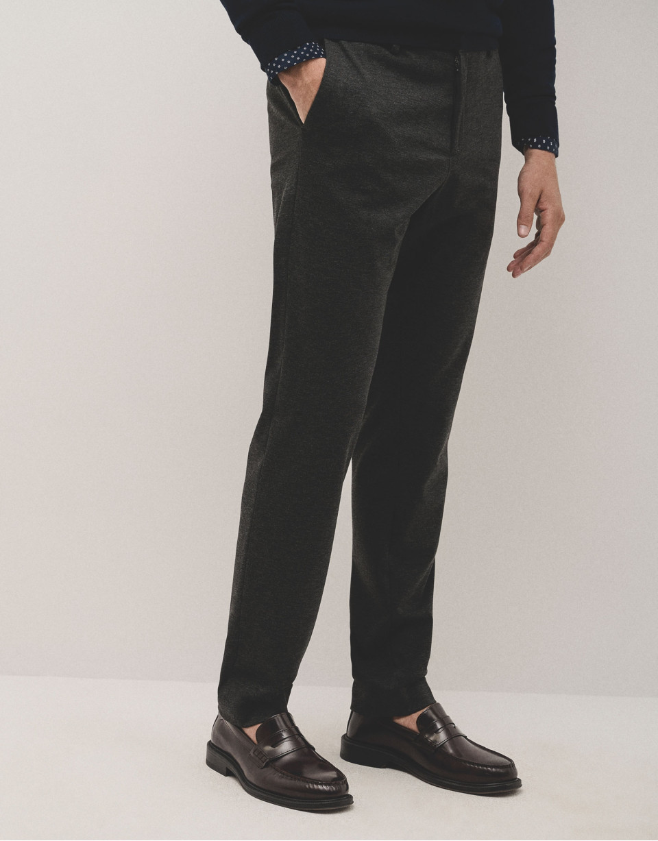 Dark grey blunt knit trousers - Man - AW2024 | Roberto Verino