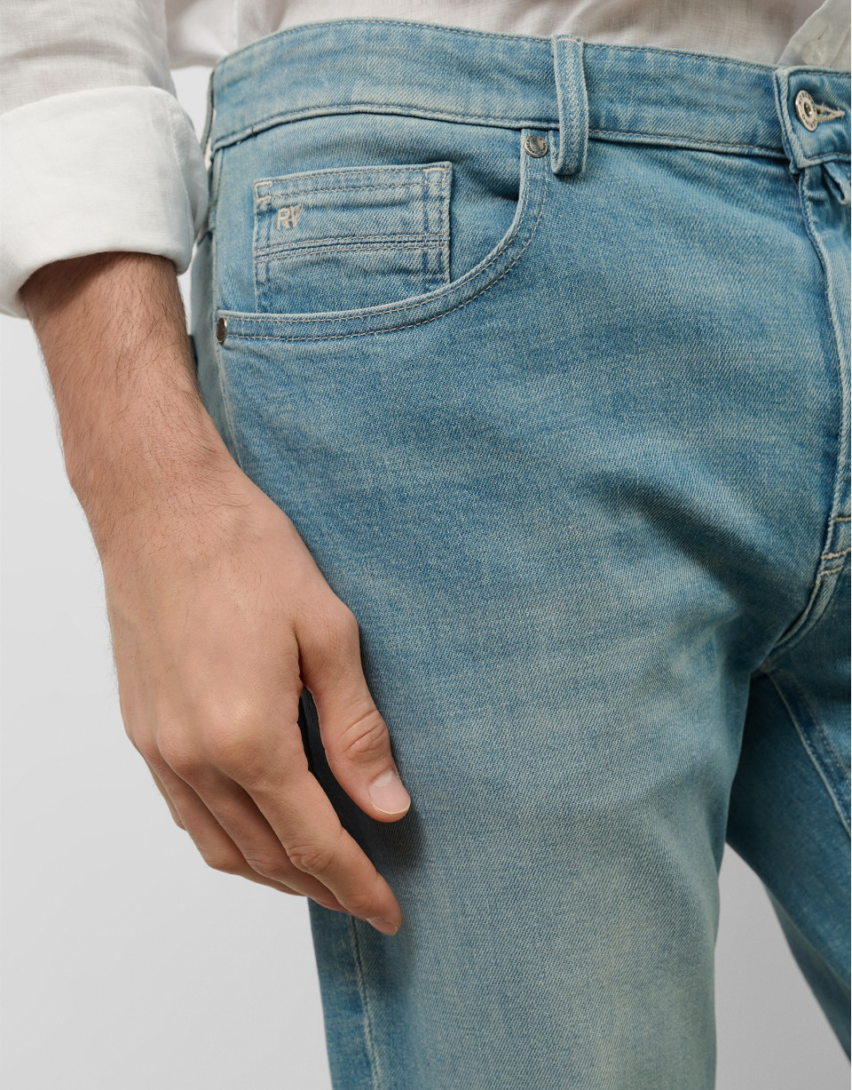 Light blue stone-washed denim jeans - Man | Roberto Verino