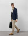Navy blue melange wool knitted blazer - Man | Roberto Verino