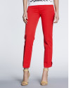 Pantalón recto Jacquard lunares en coral.