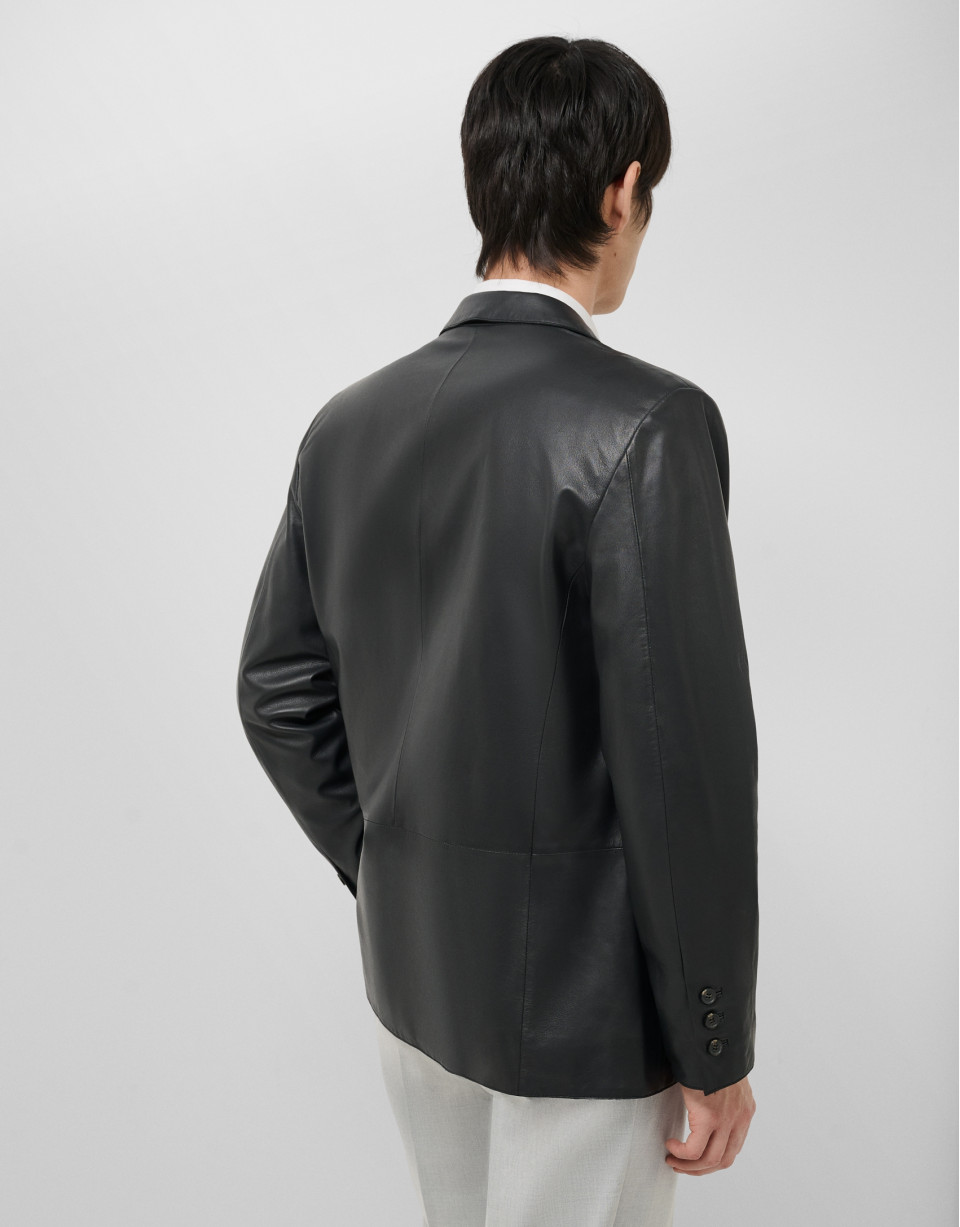 Black leather jacket - Man - SS2025 | Roberto Verino