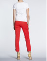 Pantalón recto Jacquard lunares en coral.