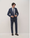Blue micro-checked, half canvas, slim fit suit | Roberto Verino