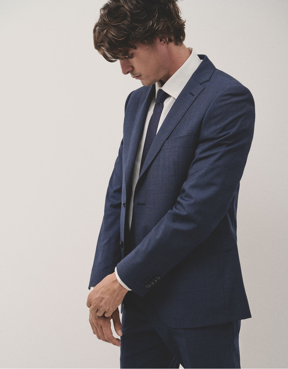 Traje half canvas slim fit microcuadros tonos... | Roberto Verino