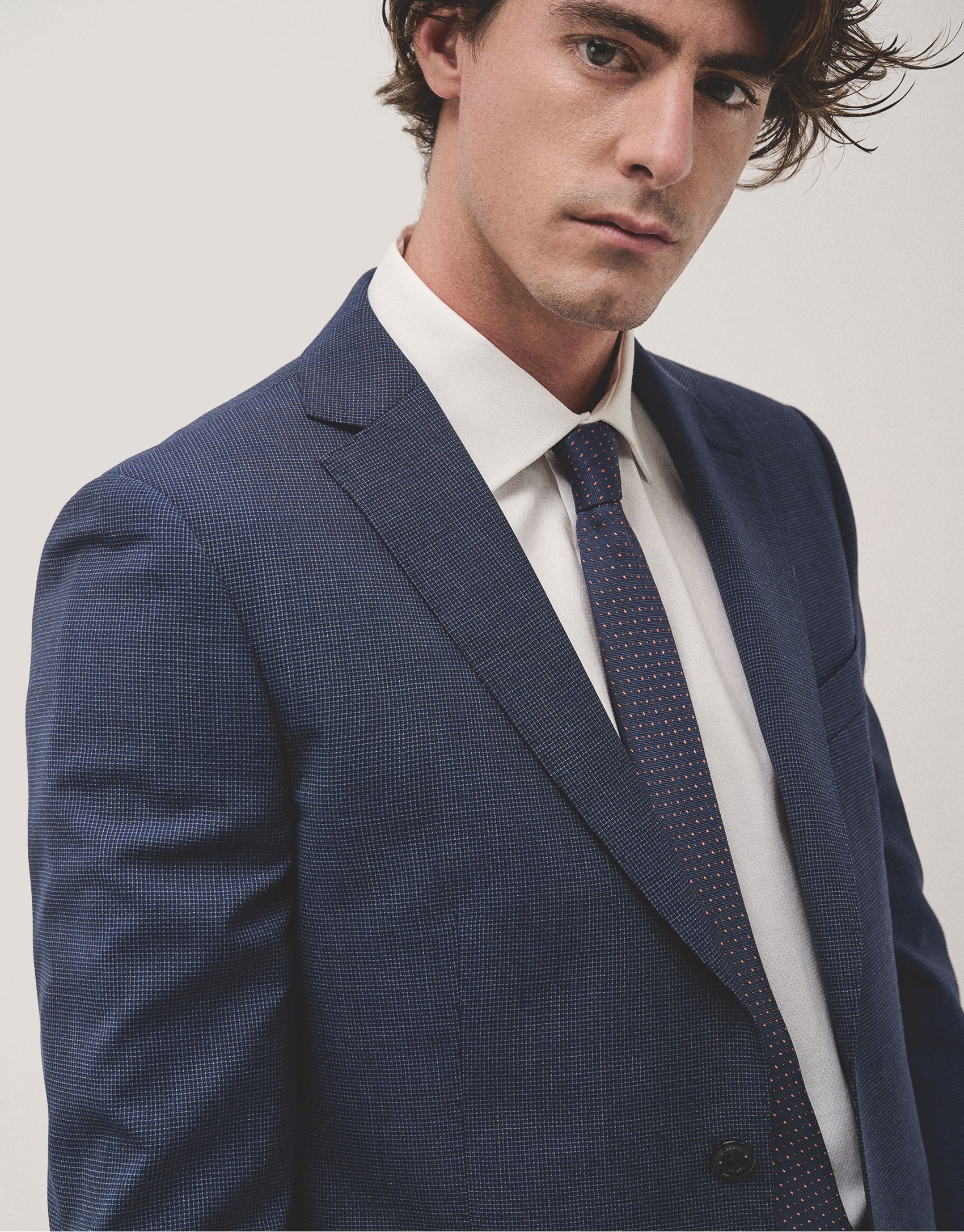 Traje half canvas slim fit microcuadros tonos... | Roberto Verino