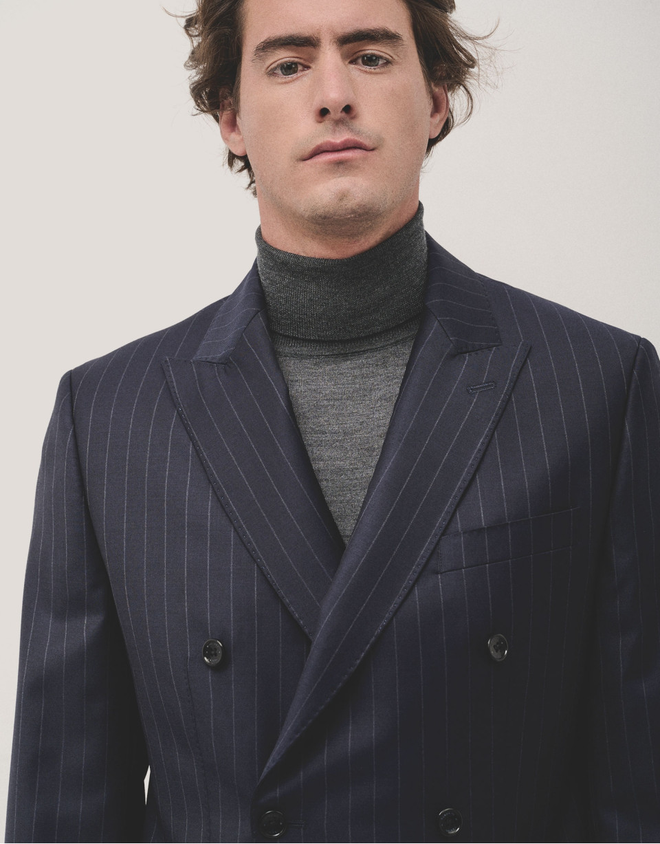 Half canvas pinstripe suit navy - Man - AW2024 | Roberto Verino