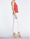 Ivory herringbone straight jacquard pants
