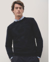 Navy round neck structured jumper - Man | Roberto Verino