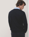 Navy round neck structured jumper - Man | Roberto Verino