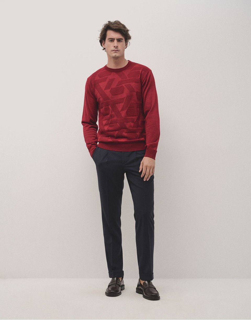 Jersey cuello redondo rojo estructura - Hombre | Roberto Verino