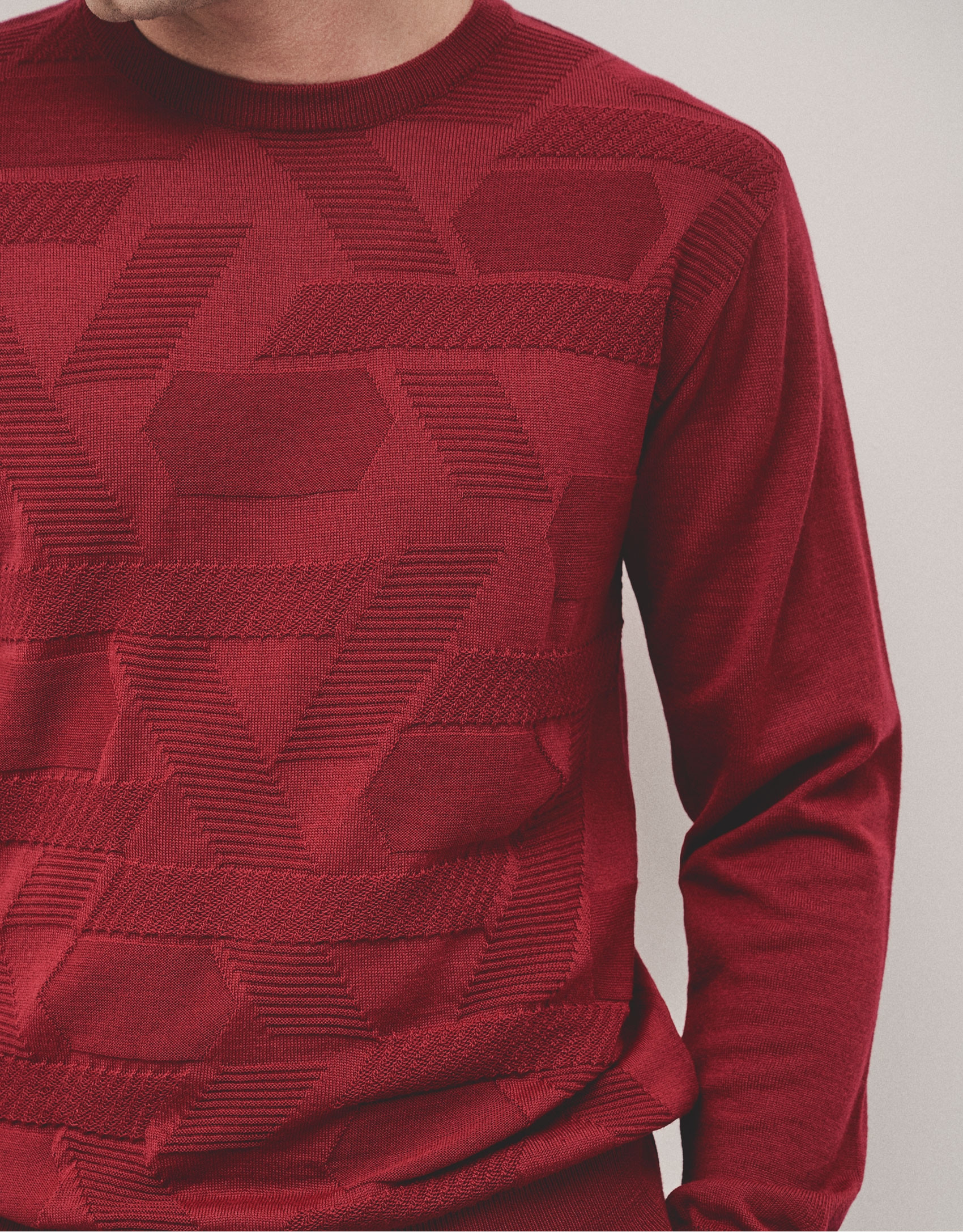 Jersey cuello redondo rojo estructura - Hombre | Roberto Verino