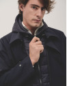 Navy blue trench coat with detachable ... | Roberto Verino