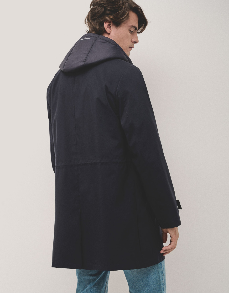 Gabardina con pechera desmontable azul marino | Roberto Verino