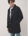 Navy blue trench coat with detachable ... | Roberto Verino