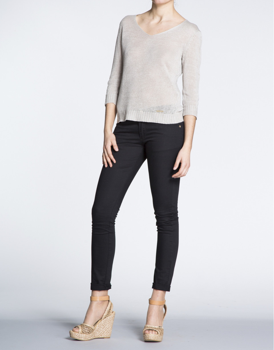 Black cotton stretch pants 