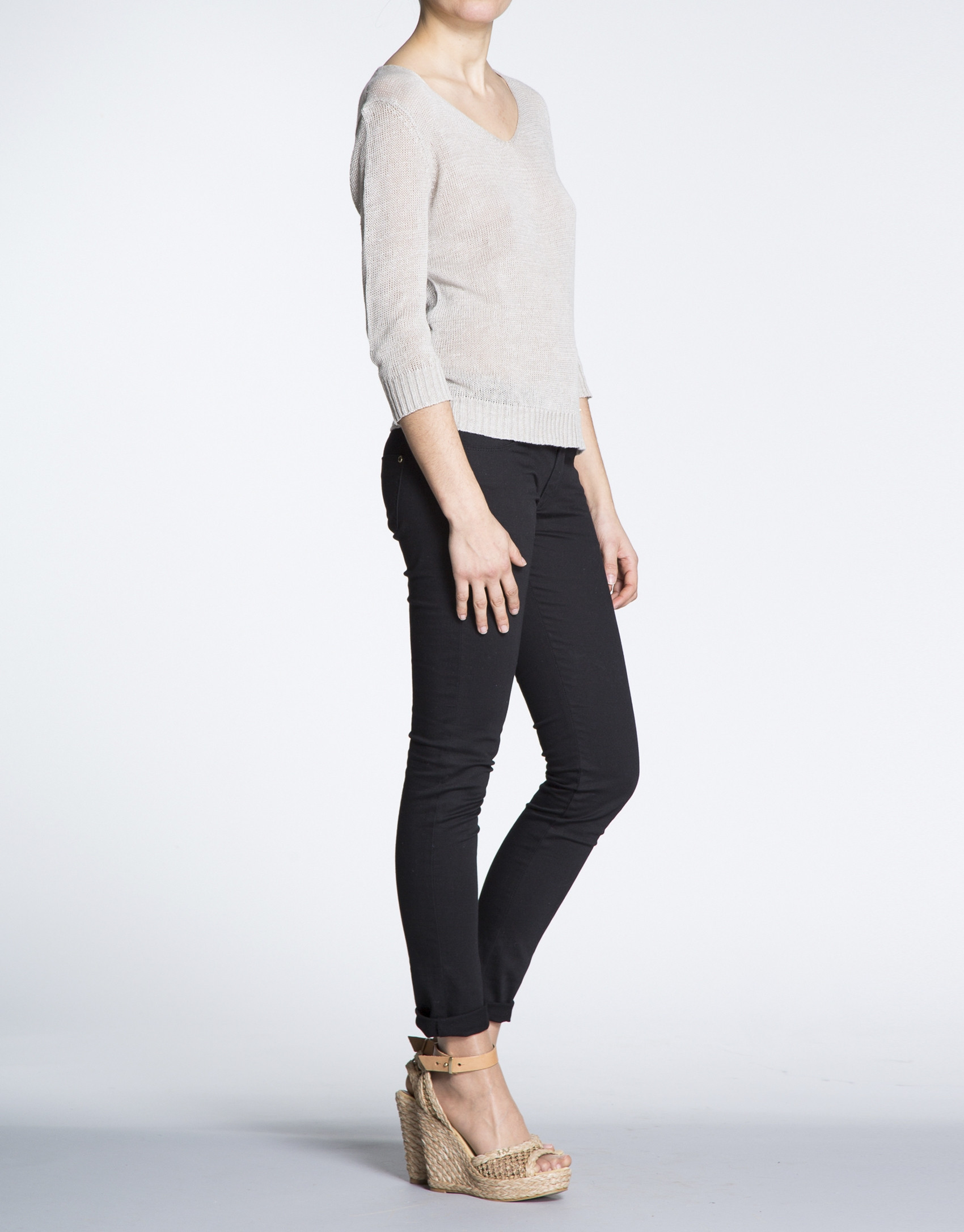 Black cotton stretch pants 