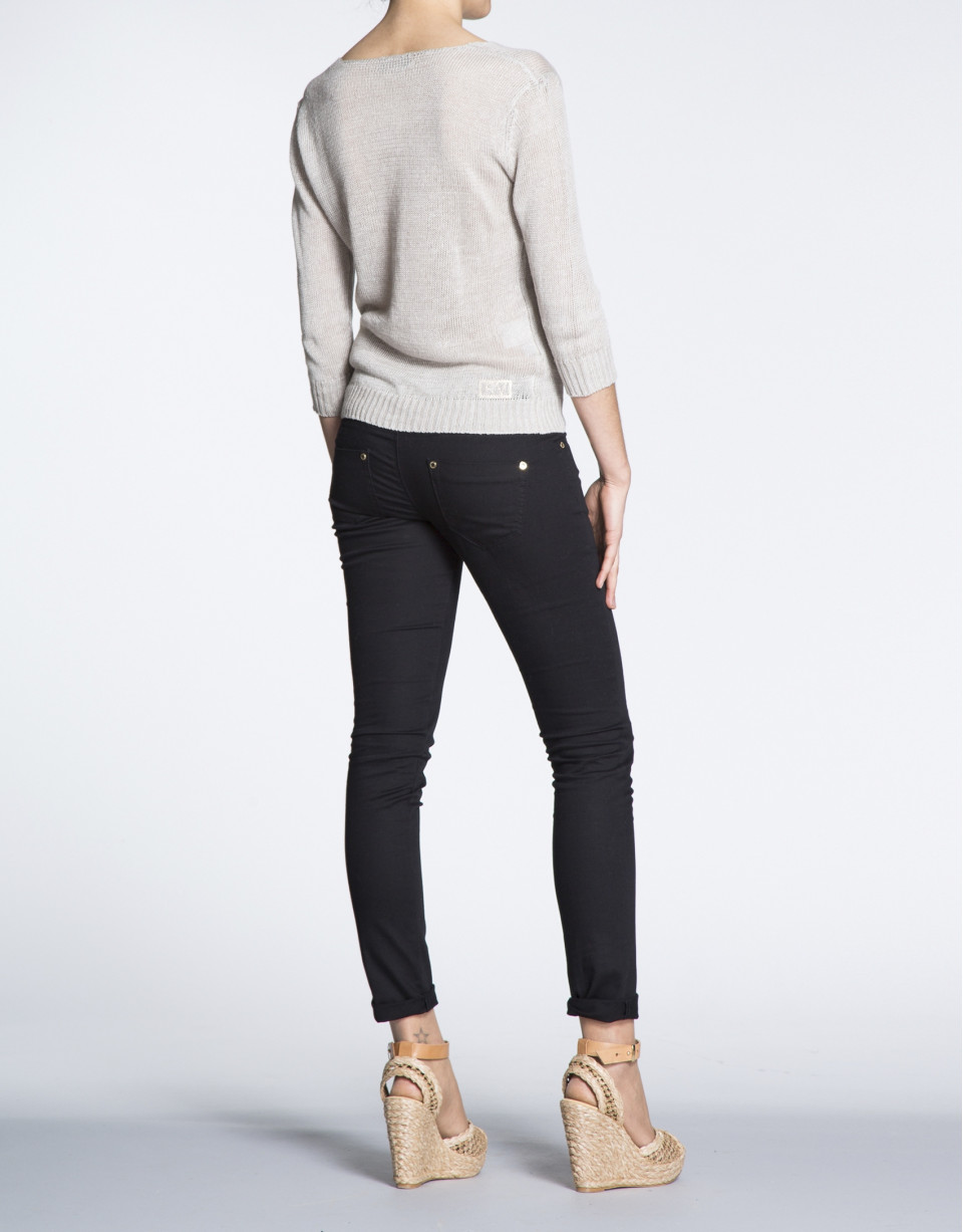 Black cotton stretch pants 