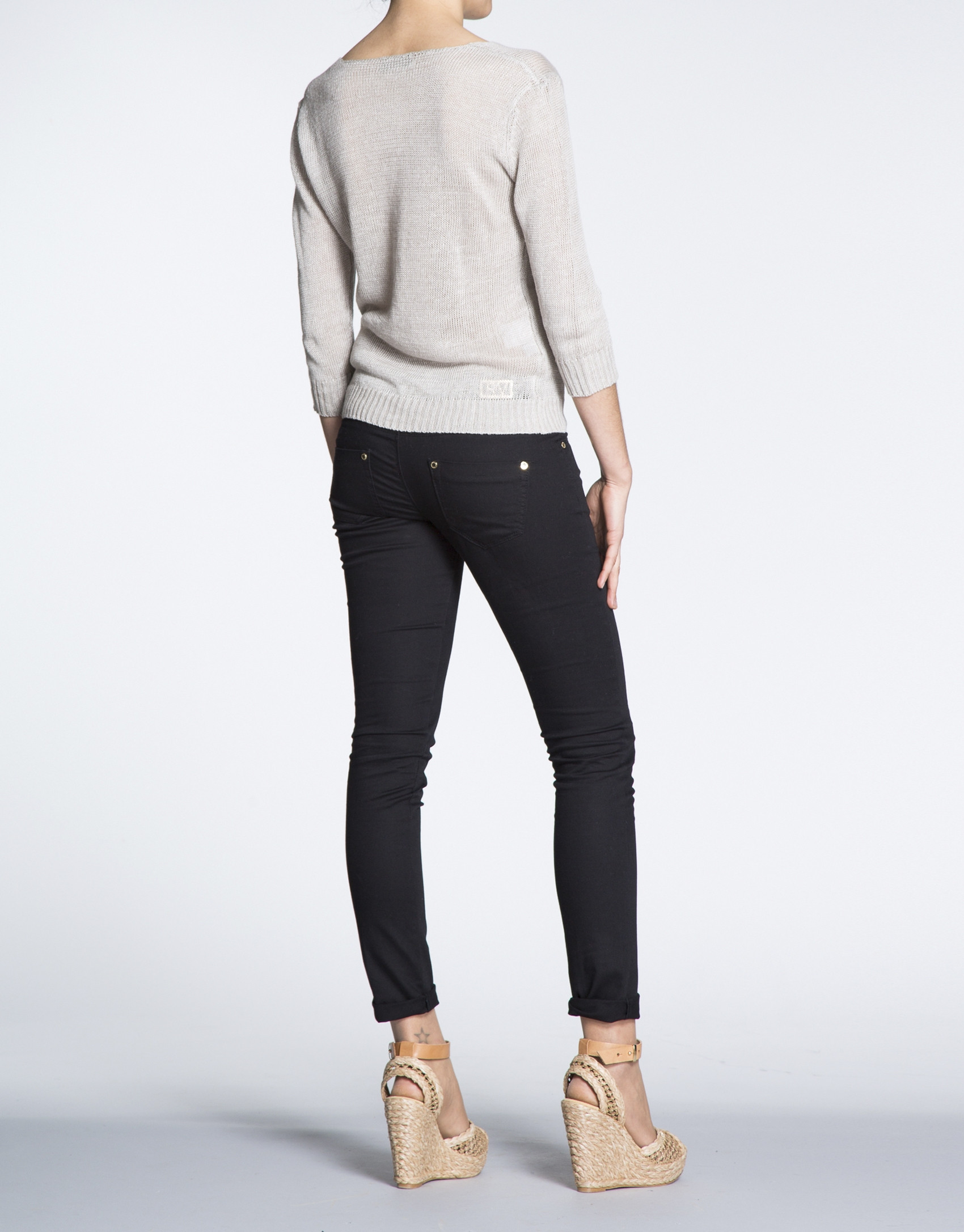 Black cotton stretch pants 