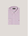 Camisa sport regular estampado hojas tonos azul y ciruela