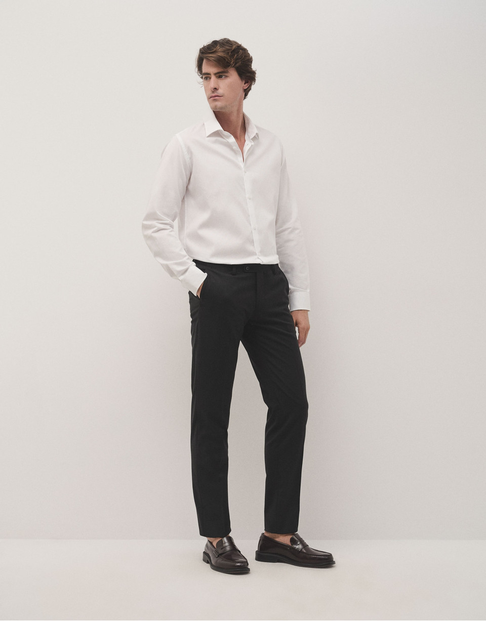 White structured cotton dress shirt