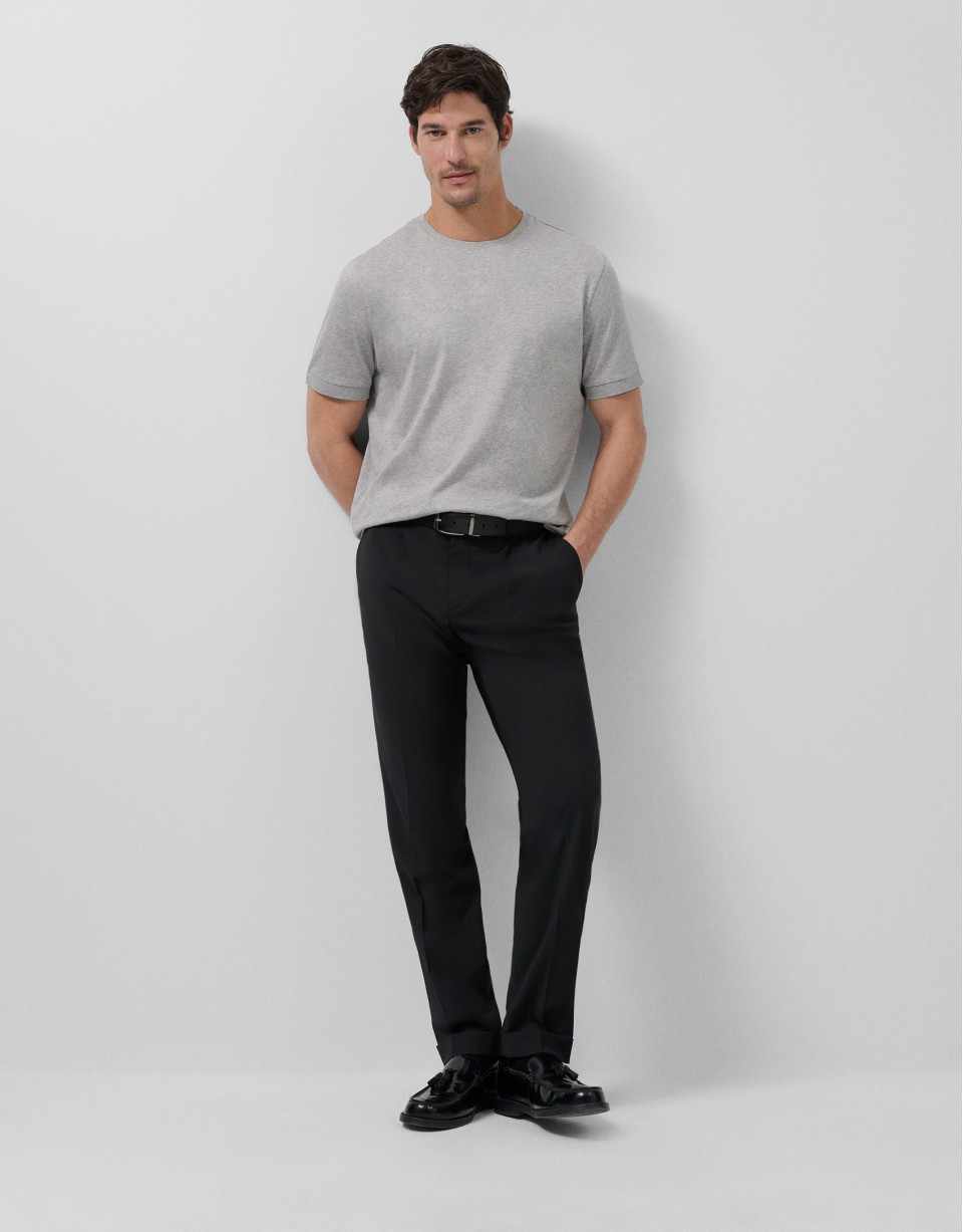 Melange gray double mercerised cotton t-shirt