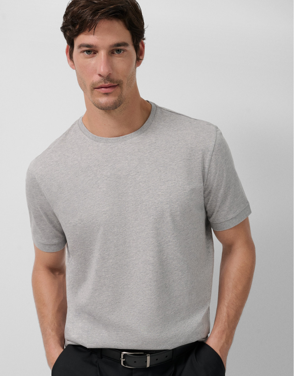 Camiseta algodón doble mercerizado gris melange