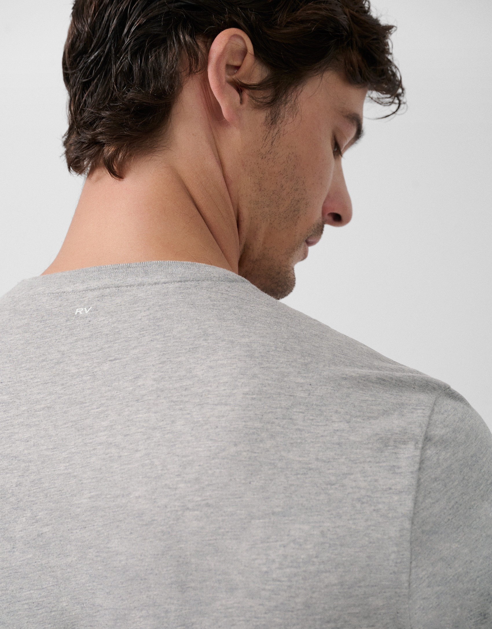 Camiseta algodón doble mercerizado gris melange