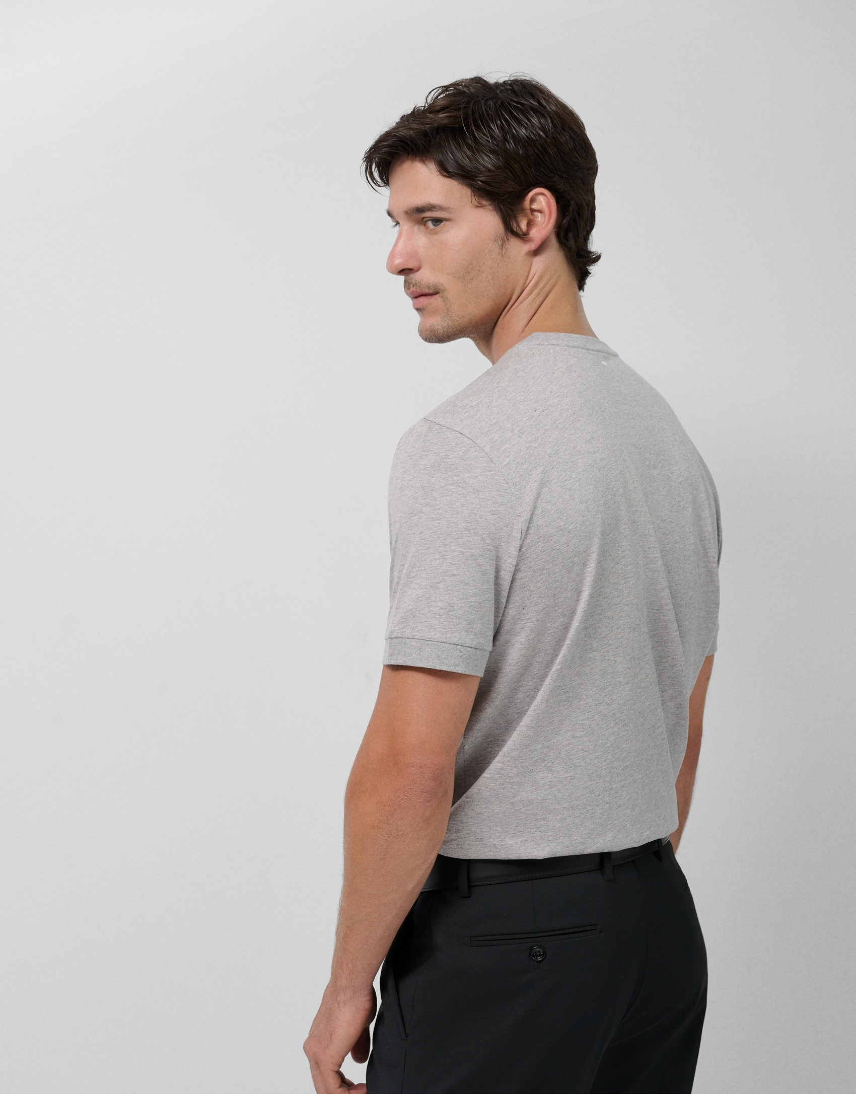 Melange gray double mercerised cotton t-shirt