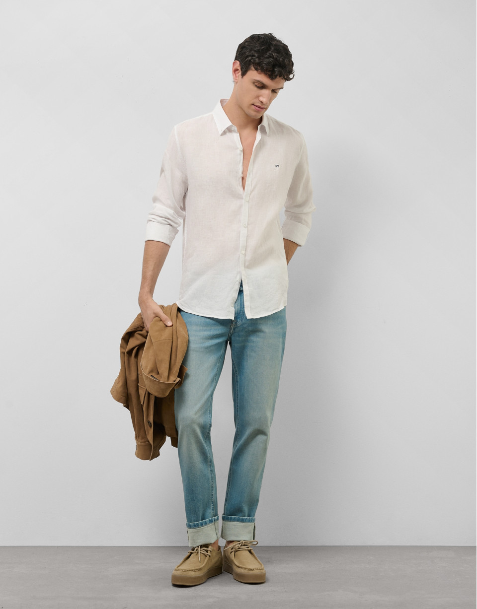Pantalon denim hombre regular azul claro
