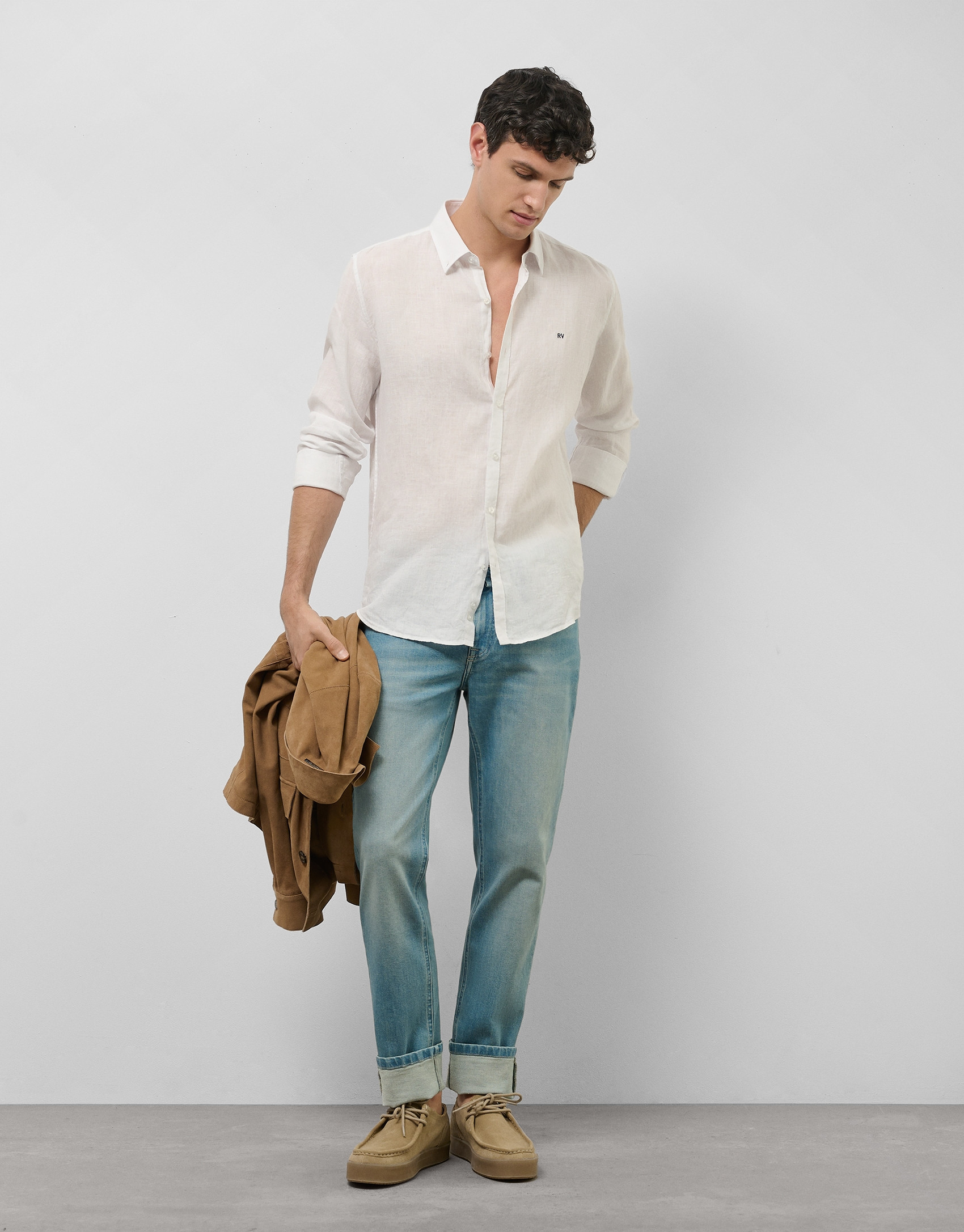 Pantalon denim hombre regular azul claro
