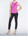 Fuchsia top with front pleat and opening
