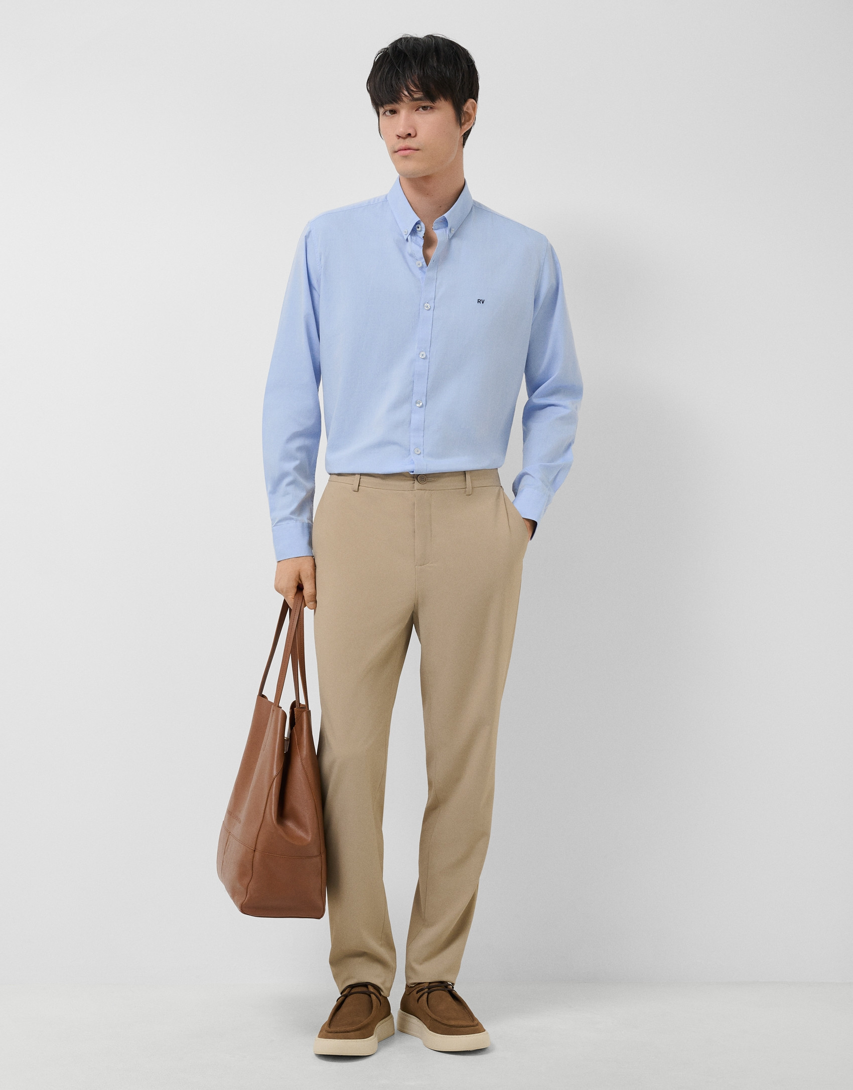Camisa sport regular oxford celeste