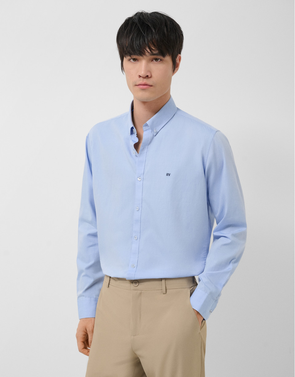 Camisa sport regular oxford celeste