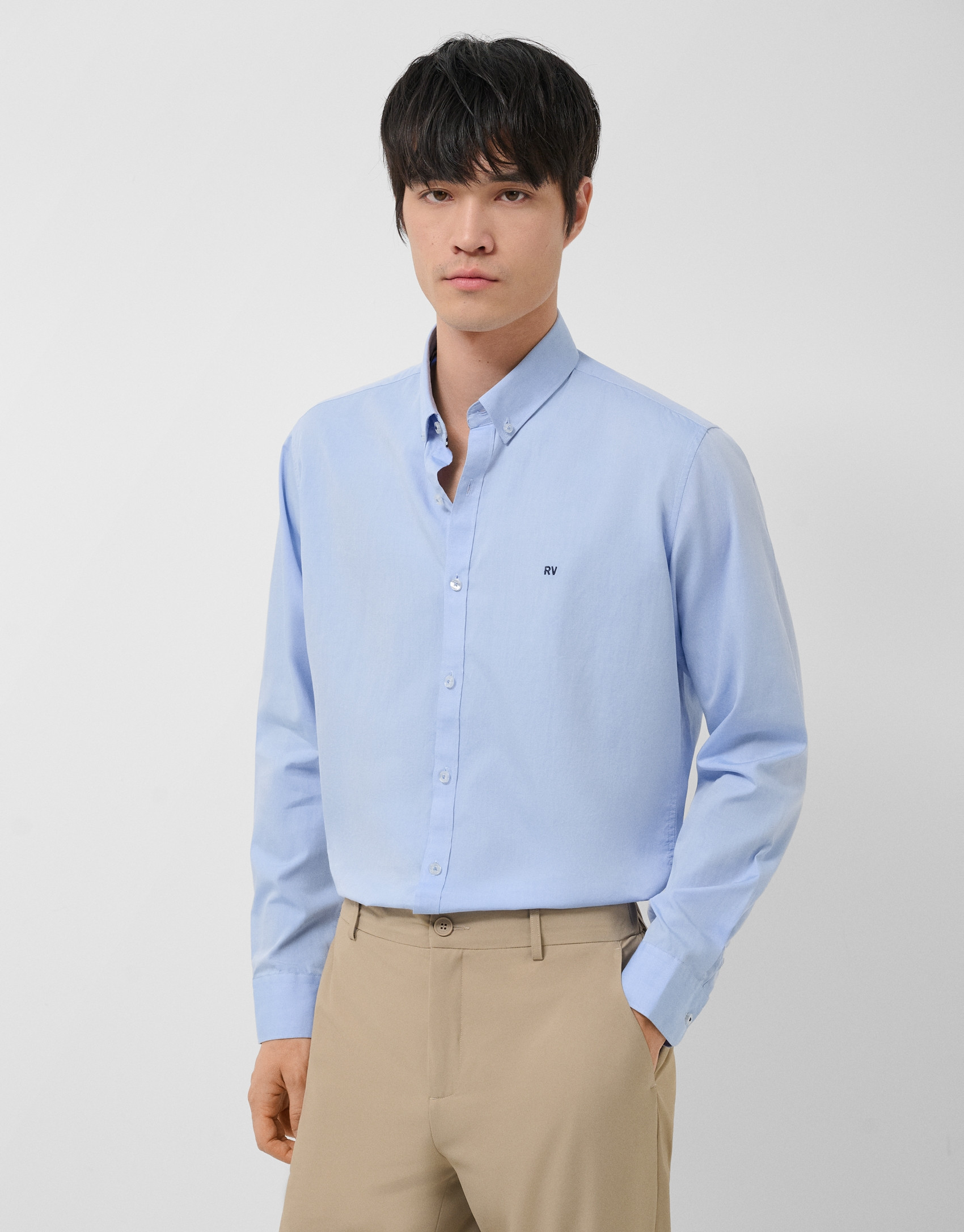 Camisa sport regular oxford celeste
