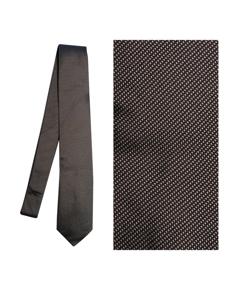 Brown white-square tie