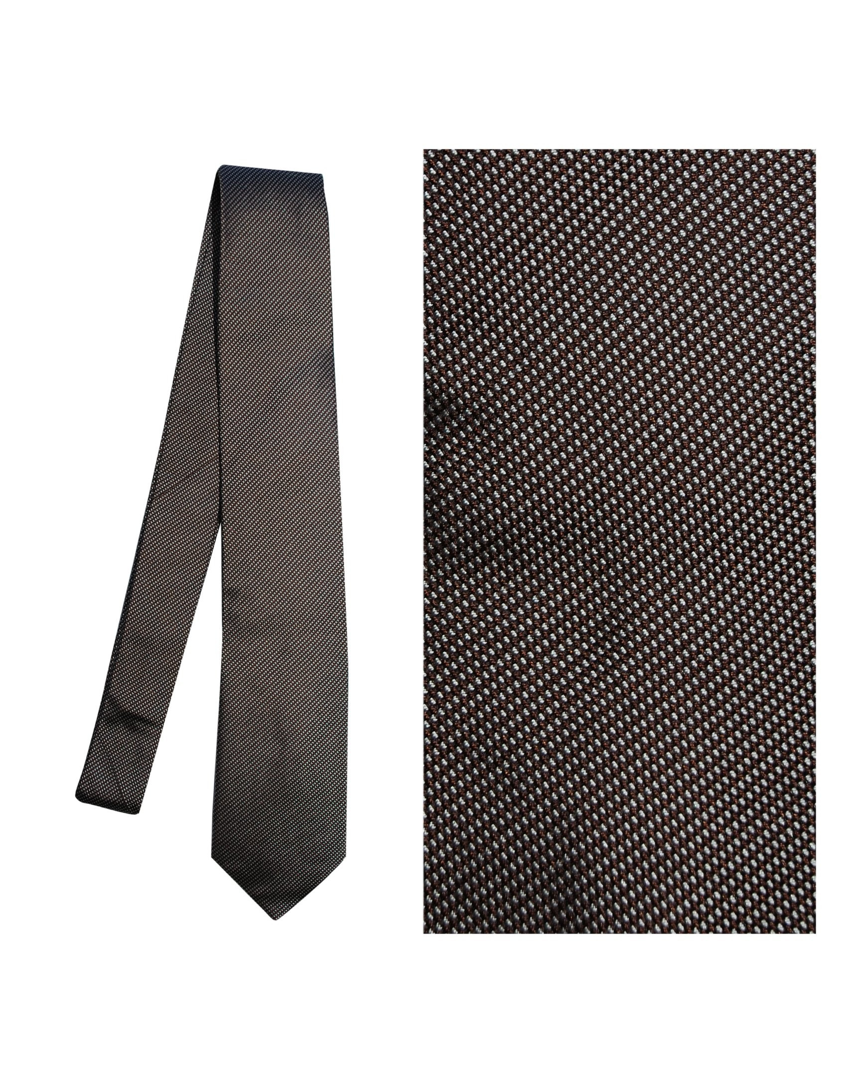 Brown white-square tie