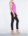 Fuchsia top with front pleat and opening