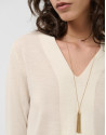 Beige light gauge knit sweater with V-neck | Roberto Verino