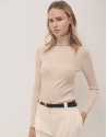 Beige ribbed turtleneck jumper - Woman - AW2024 | Roberto Verino