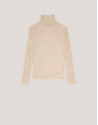 Beige ribbed turtleneck jumper - Woman - AW2024 | Roberto Verino