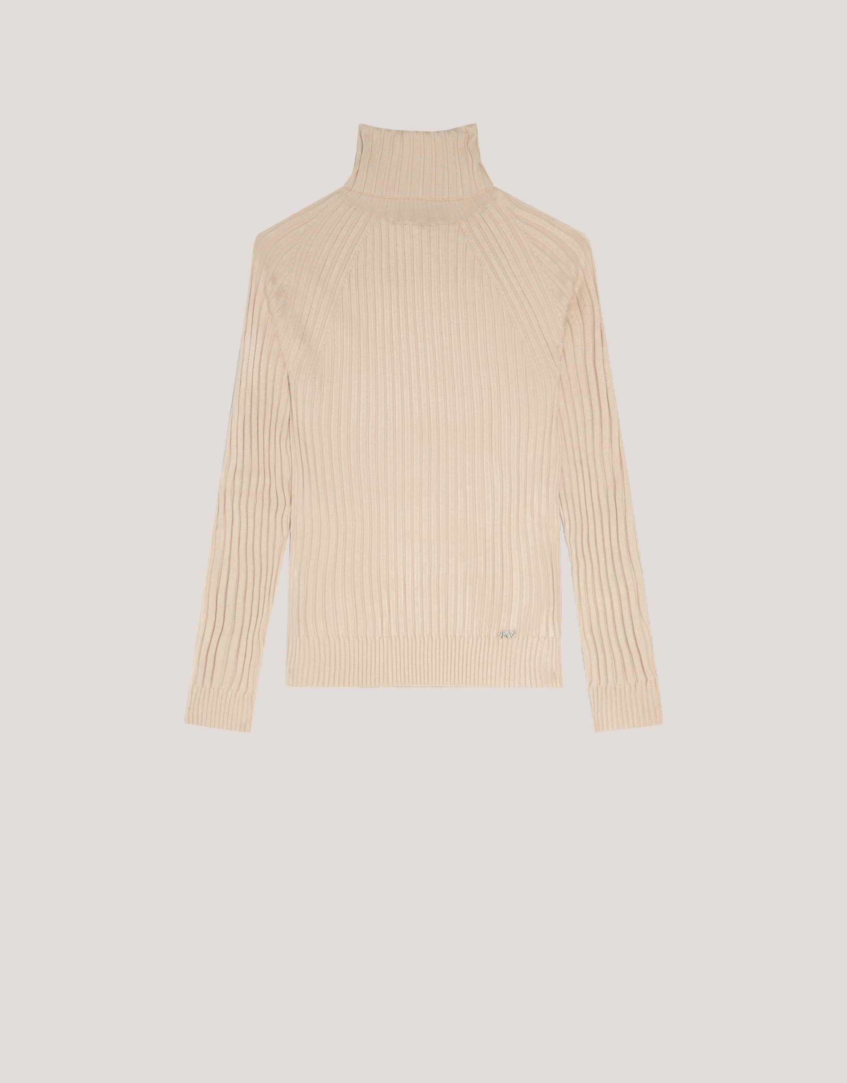Beige ribbed turtleneck jumper - Woman - AW2024 | Roberto Verino