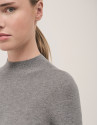 Grey wool and silk rib knitted jumper with ... | Roberto Verino