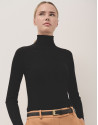 Black ribbed turtleneck jumper - Woman - AW2024 | Roberto Verino
