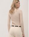 Beige ribbed turtleneck jumper - Woman - AW2024 | Roberto Verino