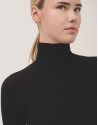 Black ribbed turtleneck jumper - Woman - AW2024 | Roberto Verino