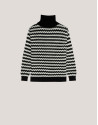 Black and white striped jumper in jacquard ... | Roberto Verino