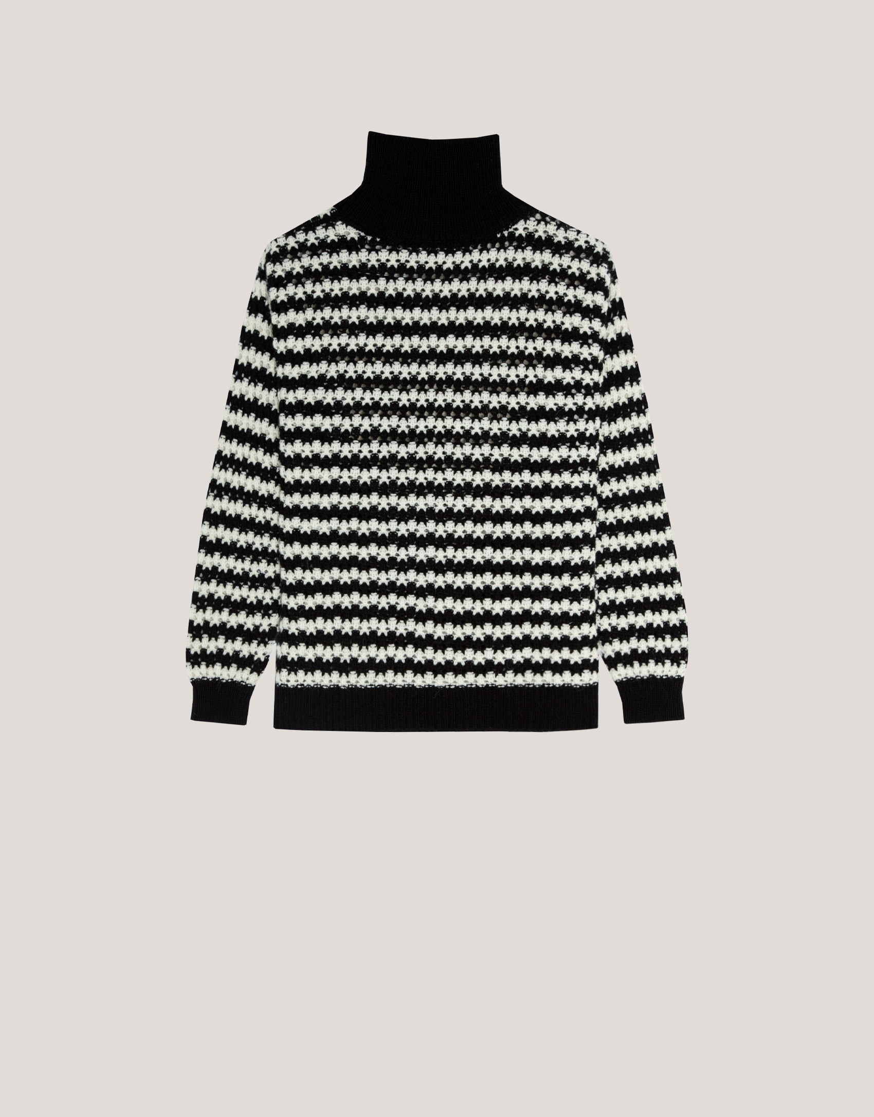 Jersey cuello subido jacquard listas blanco y... | Roberto Verino