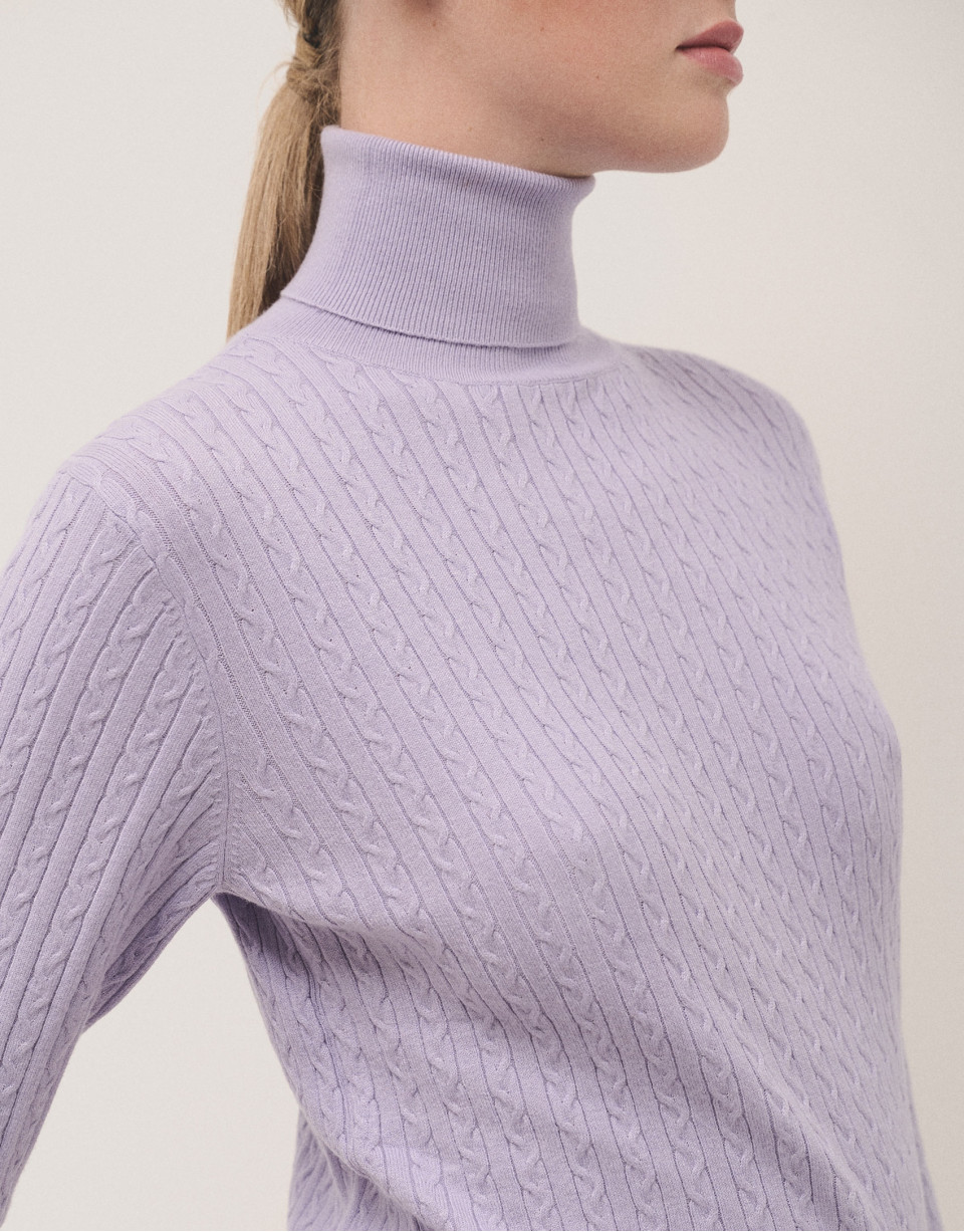 Jersey punto trenzado lila - Mujer - OI2024 | Roberto Verino
