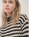 Jersey cuello subido jacquard listas blanco y... | Roberto Verino