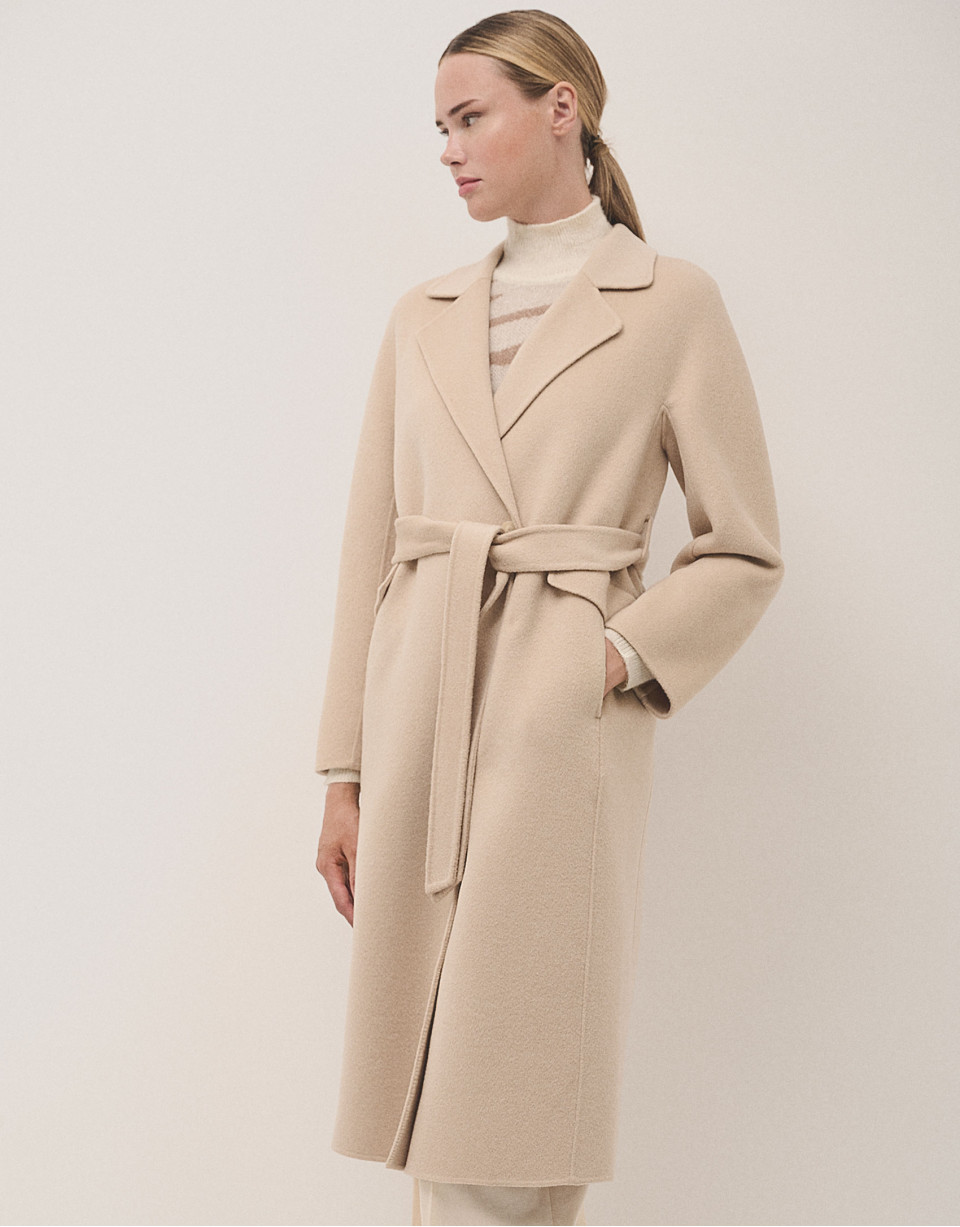 Abrigo largo oversize doble faz beige - Mujer | Roberto Verino